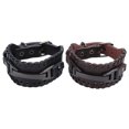 thumbnail image 3 of Pulsera trenzada para parejas, brazaletes ajustables anchos, joyería de moda de cuero PU para hombres, 3 of 10