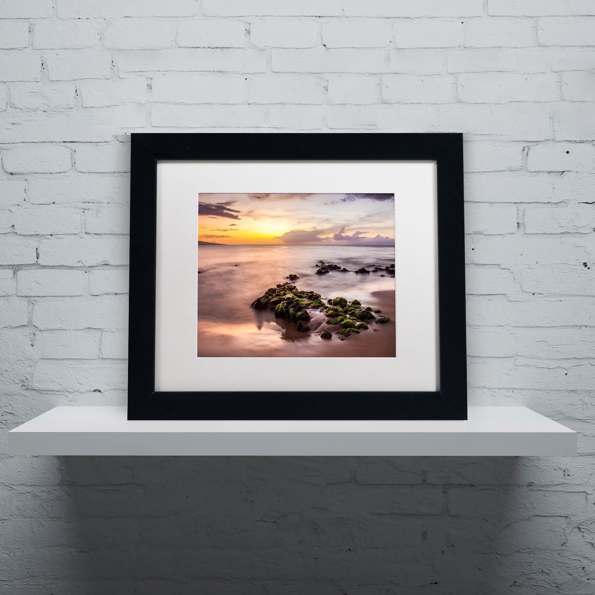 Trademark Fine Art "Wailea Sunset" Canvas Art by Pierre Leclerc, White Matte/Black Frame