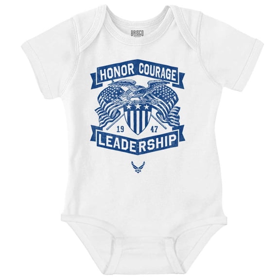 US Air Force Honor Courage Leadership Romper Boys or Girls Infant Baby Brisco Brands 18M