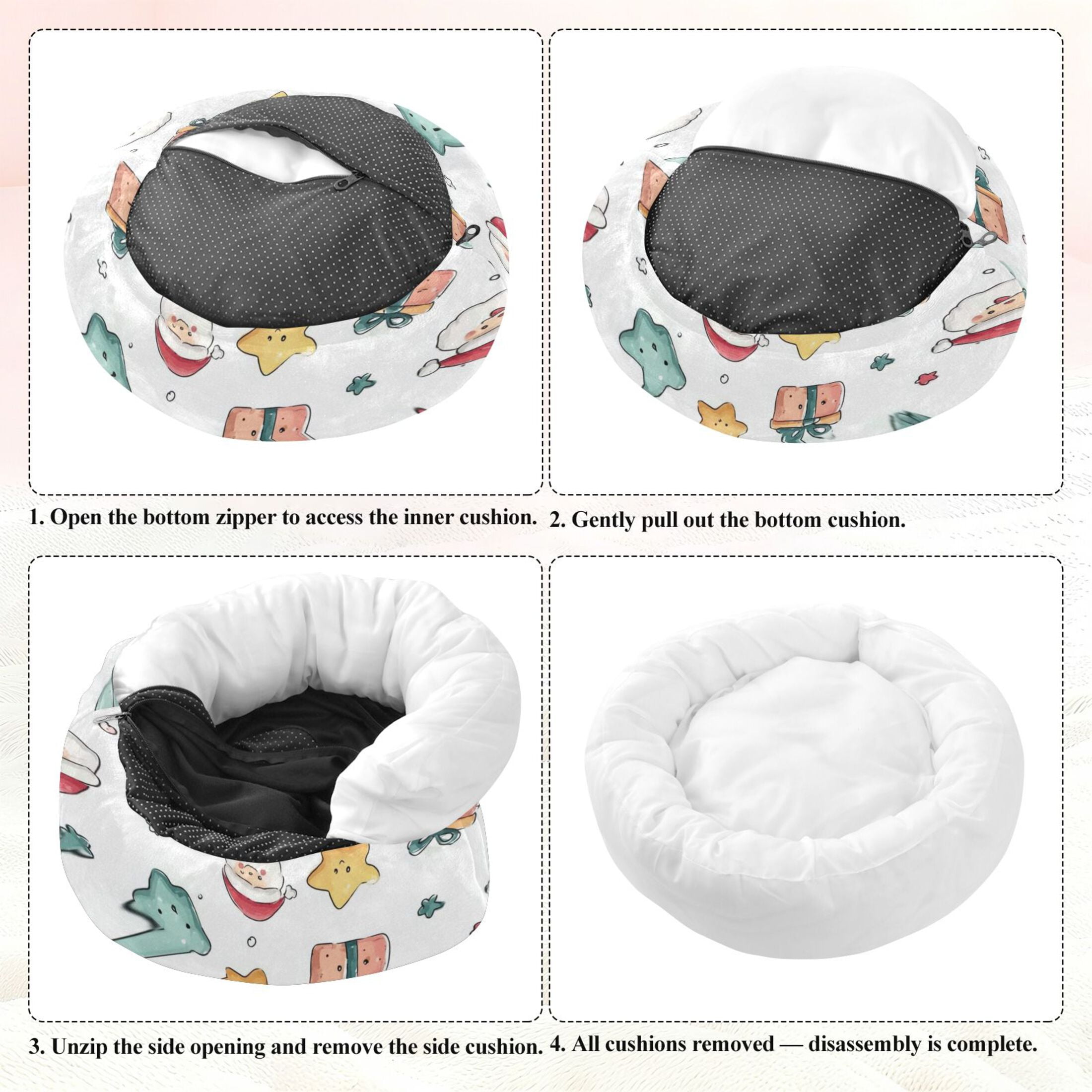 Iauyy Pet Couch Donut Cat Bed for Indoor Cats/Small Dogs Washable & Machine with Non-slip Bottom Calming Cat Furniture, Cartoon Face (M)