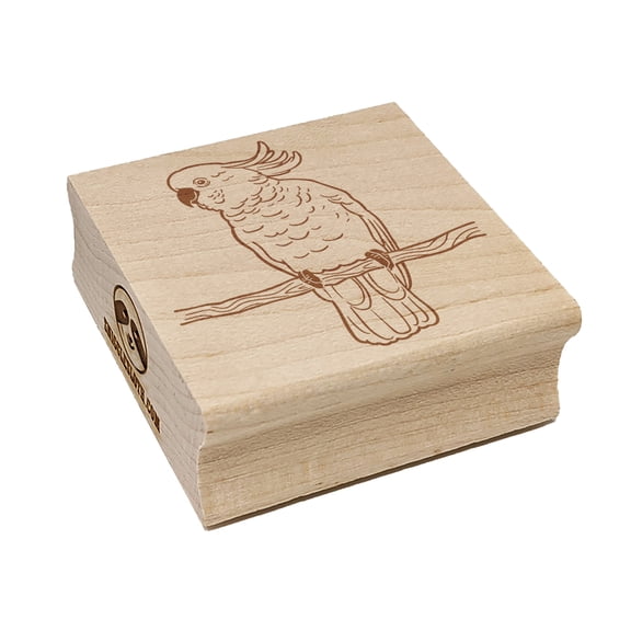 Sulphur-Crested Cockatoo Parrot on a Branch Square Rubber Stamp Stamping Scrapbooking Crafting - Small 1.25in