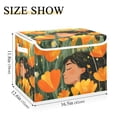 thumbnail image 3 of Foldable Fabric Storage Bin With Handle Collapsible Basket Box Storage With Lid Organizer Standing on The Orange Florals, 3 of 7