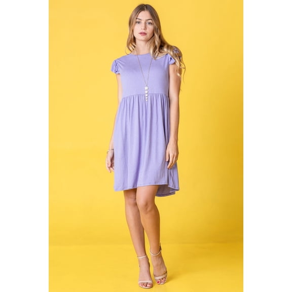Lilac Flutter Sleeve Midi Dress_Plus