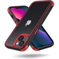 thumbnail image 1 of wonima11 Mobnano Crystal Clear Case for iPhone 14 & iPhone 13, with Multicolor Protective Shockproof Bumpers [Not Yellowing] Slim Hard PC Back Cover for Men Women - Black/Red, 1 of 1