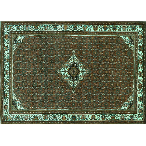 Ahgly Company Indoor Rectangle Persian Turquoise Blue Traditional Area Rugs, 2' x 5'