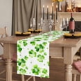 thumbnail image 2 of St. Patrick's Day Table Runner, Watercolor Lucky Shamrock Polka Dots Green Washable Cotton Linen Table Runners 36 Inches Long, Dresser Scarf Runner for Nightstand/End Tables/Round Tables 13''x36'', 2 of 9