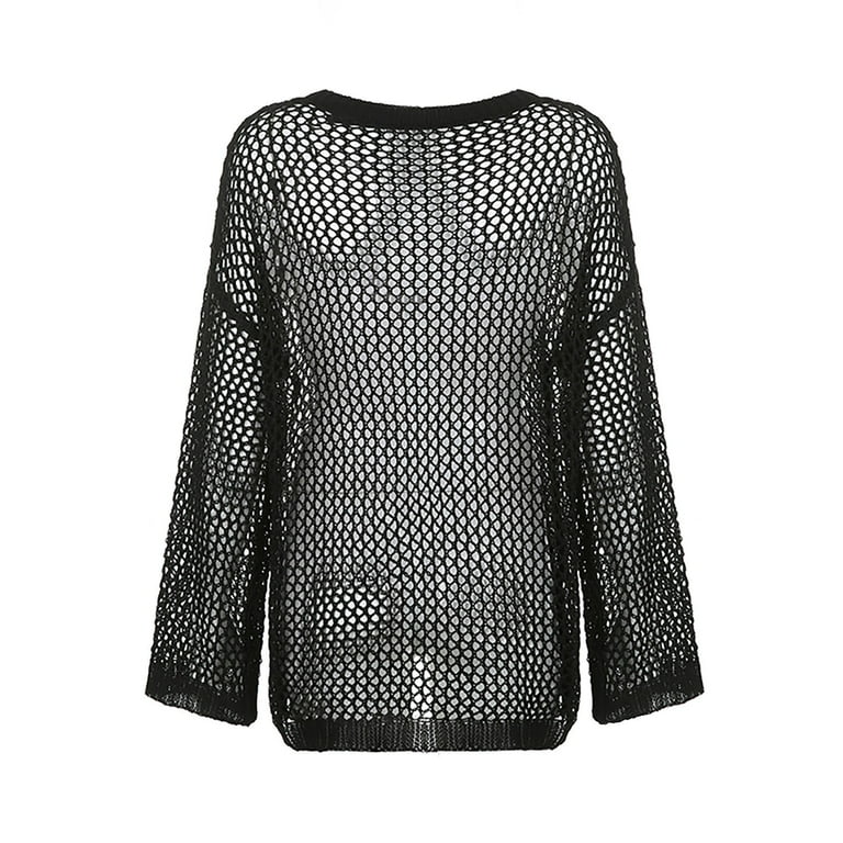 YOTMKGDO Crop Tops Sheer Top Women Out Oversized Sweater Long Sleeve Printing Punk Sweaters Ripped Knitted Goth Top Streetwear Bell-Sleeve Top, Sizes YOTMKGDO Crop Tops Sheer Top Women Out Oversized Sweater Long Sleeve Printing Punk Sweaters Ripped Knitted Goth Top Streetwear Bell-Sleeve Top, Sizes