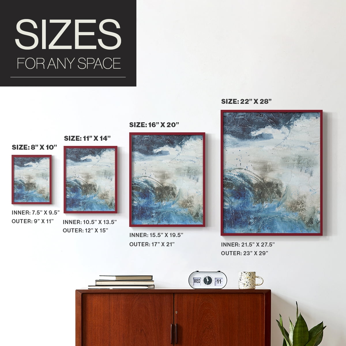Coastal Seas I Framed Print in Red Solid Wood Framed Print No Nail Hanging