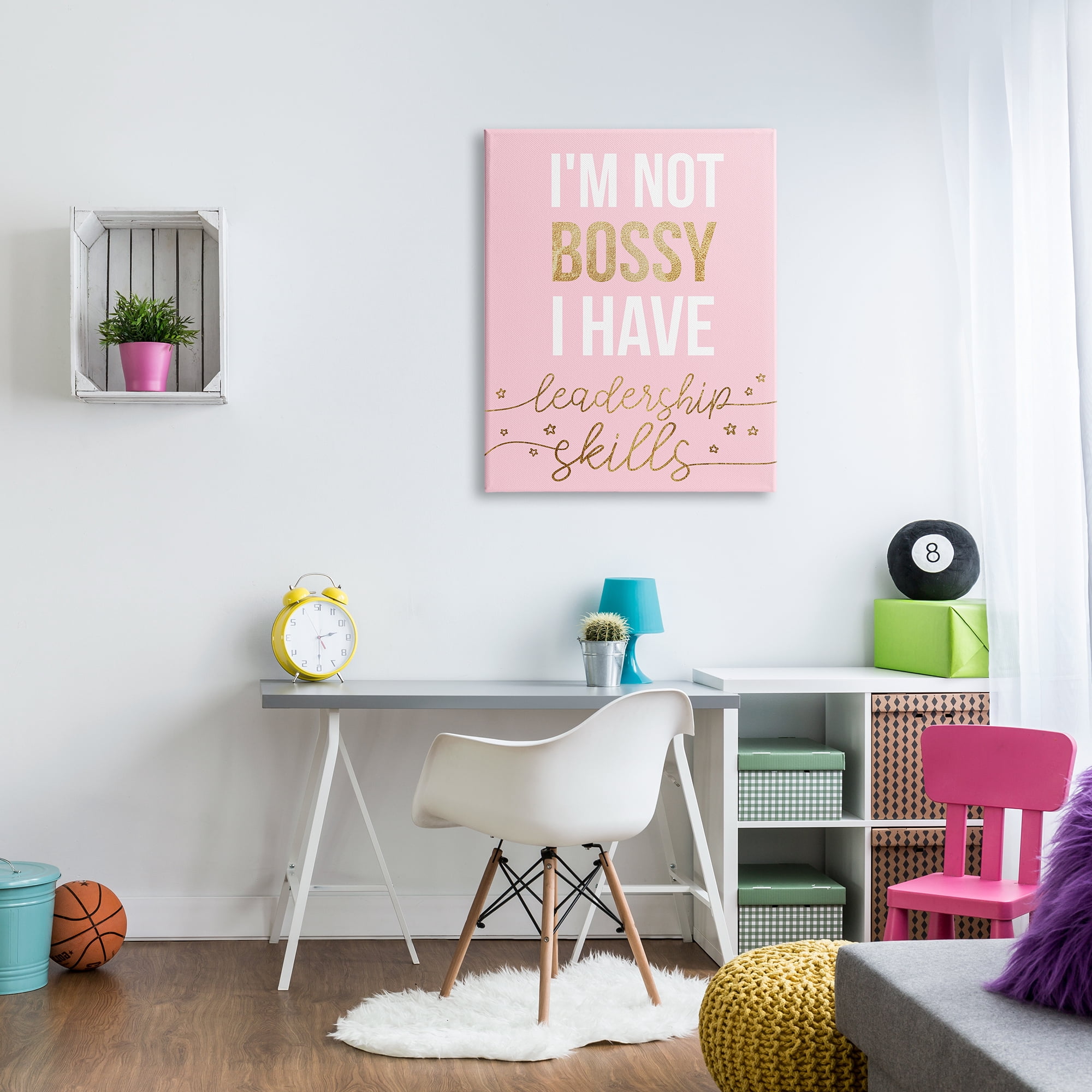 Stupell Industries Not Bossy Leadership Skills Inspirational Phrase Fun Stars Inspirational Painting Gallery Wrapped Canvas Print Wall Art, 30 x 40