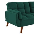 thumbnail image 3 of 76" Linen Futon Sofa Bed with Adjustable Backrest, Upholstered Loveseat Couch with Solid Wood Legs and 2 Pillows, Convertible Sleeper Sofa for Small Space Living Room Bedroom Office, Green, 3 of 7