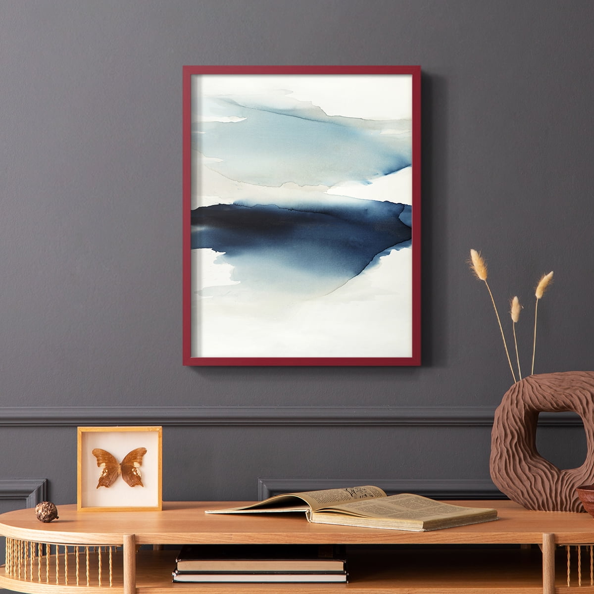 Waves I Framed Print in Red Solid Wood 8 x 10 Framed Print