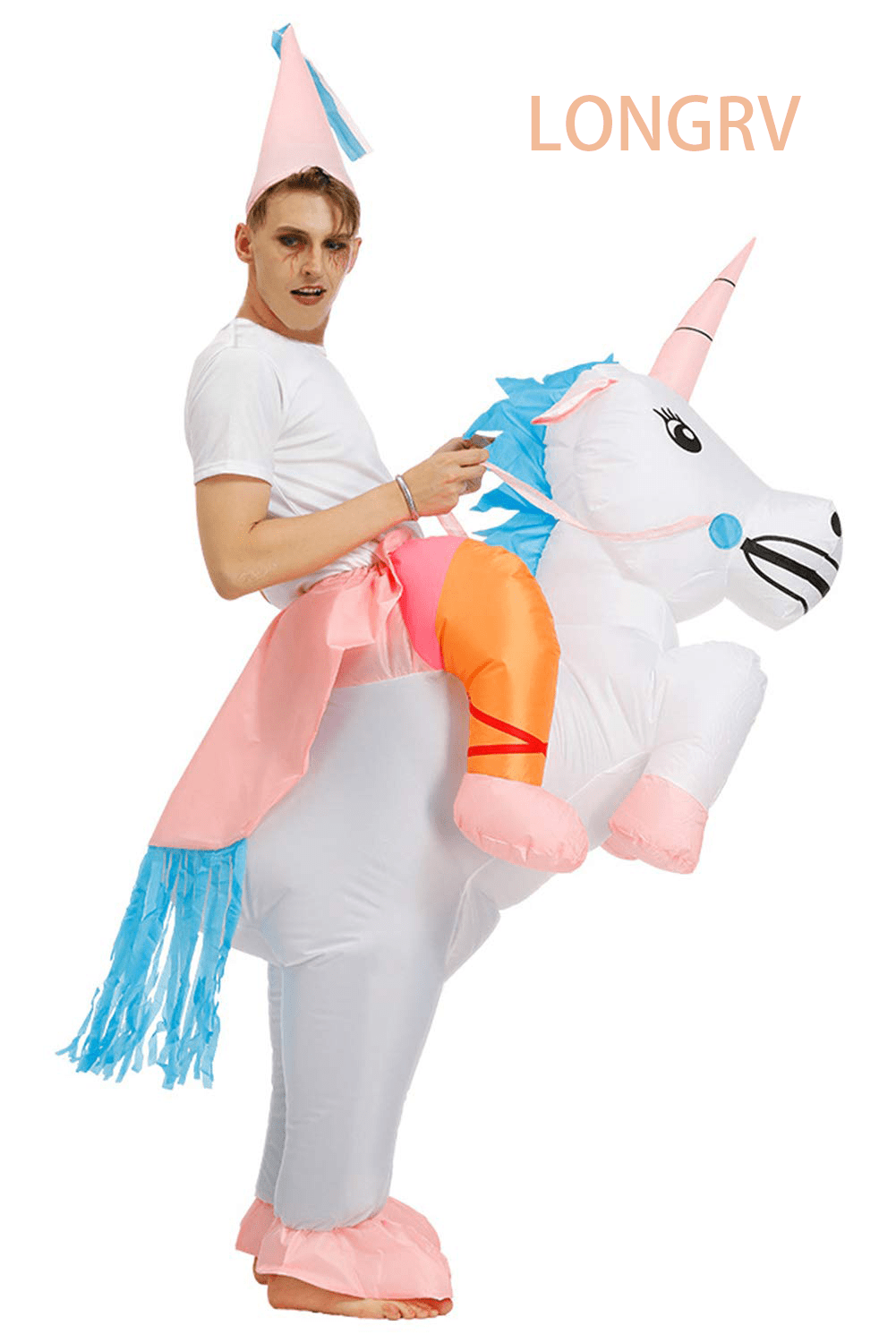 Adult Kid Inflatable Unicorn Costume Rider Halloween Cosplay Party Fancy Dresses 