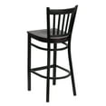 thumbnail image 5 of BizChair 2 Pack Black Vertical Back Metal Restaurant Barstool - Mahogany Wood Seat, 5 of 8