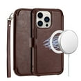 thumbnail image 3 of For Apple iPhone 13 (6.1") Magnetic Wallet with ID and Credit Cards Slots & Strap, MagSafe Compatible PU Leather Cover ,Xpm Phone Case [ Brown ], 3 of 5