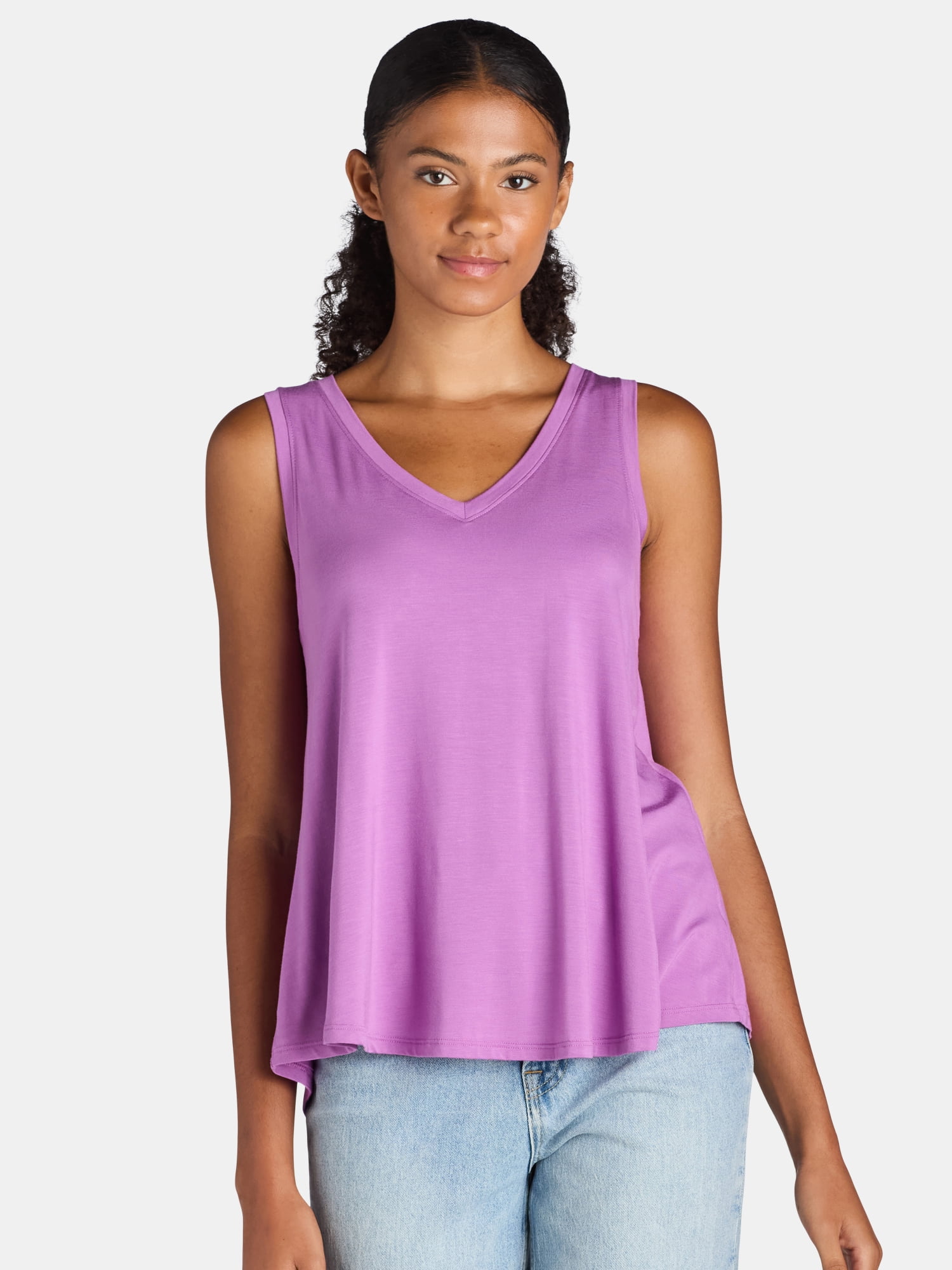 Time and Tru Women's High Low Tank Top, 2-Pack, Sizes XS-XXXL