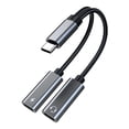 thumbnail image 1 of Adaptador USB C auriculares y carga, USB C splitter 2 USB C, 2 en 1, 1 of 8
