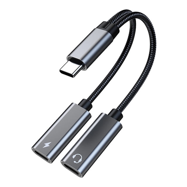 Adaptador USB C auriculares y carga, USB C splitter 2 USB C, 2 en 1