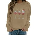 thumbnail image 2 of Nmnitkp Womens Tops Christmas Fleece Sweaters Long Sleeve Fuzzy Sweatshirts Holiday Graphic Shirts Khaki,2XL, 2 of 4