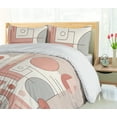 thumbnail image 3 of Ambesonne Pink Duvet Cover Set, Soft Mid Century Modern Shapes, Calking, Coral and Pale Eggshell, 3 of 4