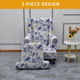 thumbnail image 2 of Eco-Ancheng Wing Chair Slipcovers, 2 Pieces Stretch Wingback Chair Covers Sofa Slipcover, Printing Wing Back Armchair Slipcovers Furniture Protector with Elastic Bottom, 22, 2 of 7