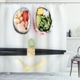 thumbnail image 1 of Wasabi Shower Curtain, Close Up Still Life Top View Photo of Sushi Smile Plate with Ginger and Chopsticks, Fabric Bathroom Set with Hooks, 69W X 70L Inches, Multicolor, by Ambesonne, 1 of 3