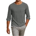 thumbnail image 2 of Long Sleeve T Shirt for Men Solid Color Basic Crew Neck Tops Casual Comfy Work Top Breathable Pullover Tshirt Dark Gray M, 2 of 9
