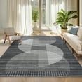 thumbnail image 4 of FairOnly 5'x7'Modern Geometric Area Rug for Bedroom–Semicircle Pattern Machine Washable Indoor Floor Rug for Living Room Kitchen,Black, 4 of 7