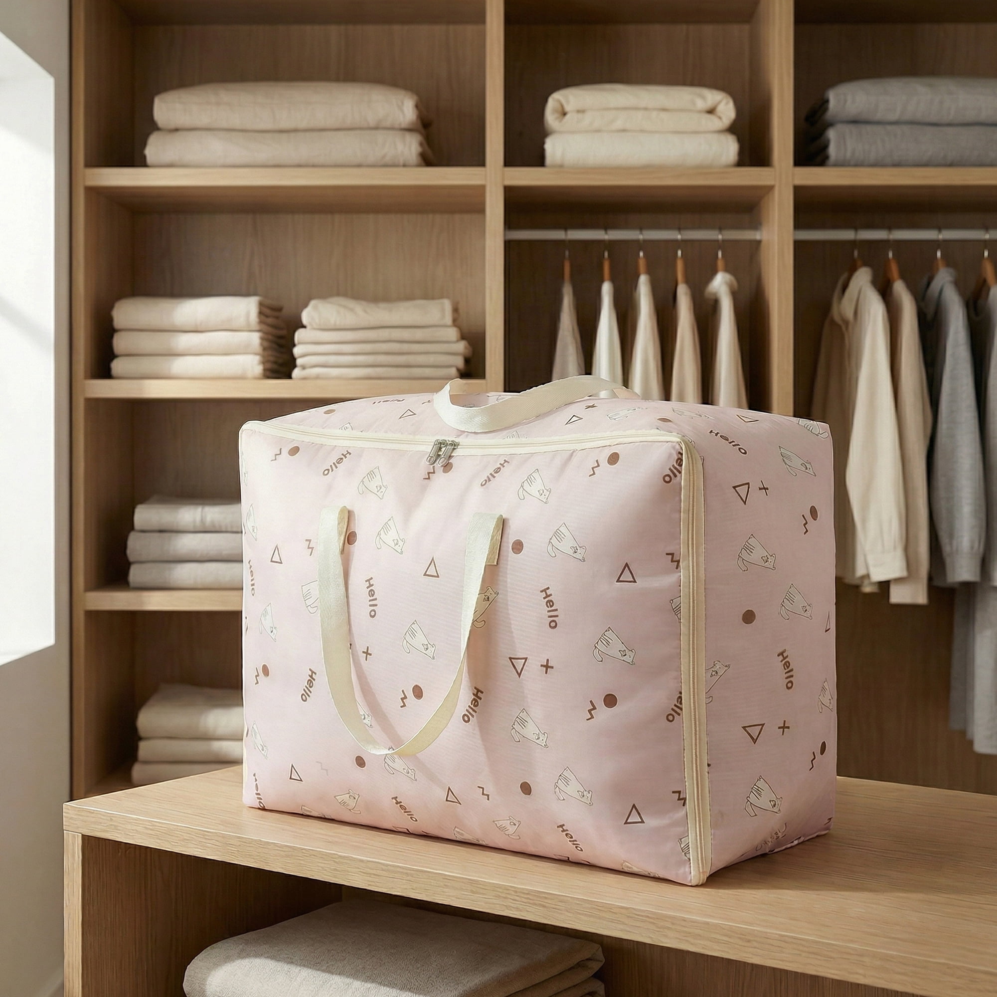 Unique Bargains Clothes Storage Bags for Organizing Clothing Light Pink 23.2"x19.7"x10.6"