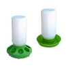Aleko PDR001PFD002-UNB Set of Water Drinker Container & Feeder Pan for Chickens Hen Poultry, Green & White