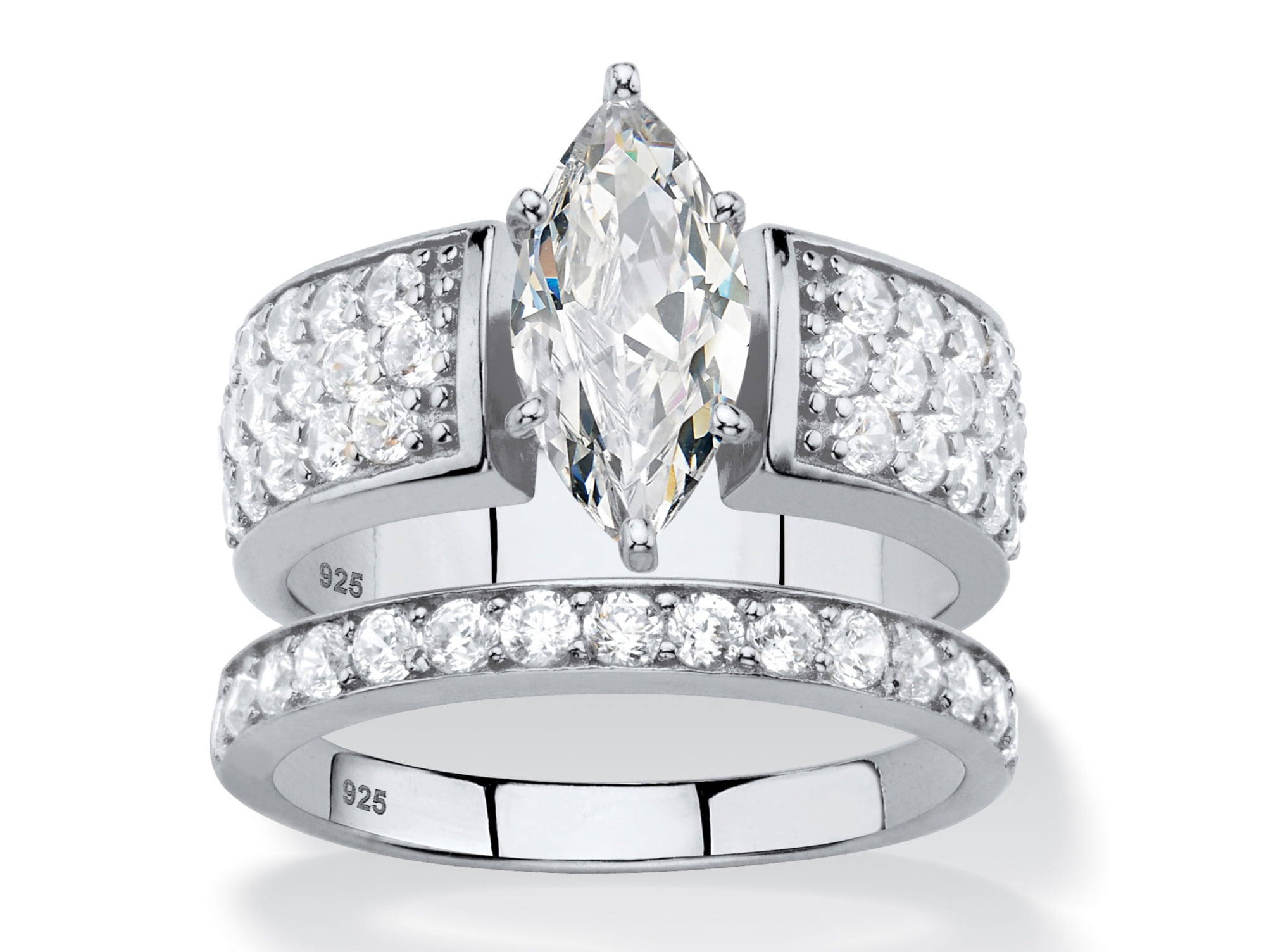 Marquise 3.86 CT Cubic Zirconia Wedding Bridal Engagement Ring Set SIZE 7 