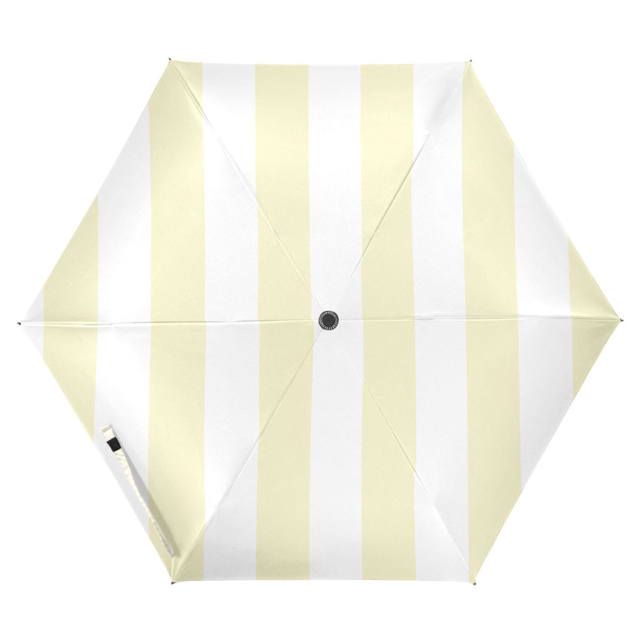 Light Yellow and White Stripes Compact Sun Umbrella Windproof Travel Umbrellas for Rain Strong Portable UV Protection