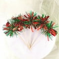 thumbnail image 4 of Scheam Red Green Firework Cupcake Toppers Sparkle Tinsel Cake Picks Food Fruit Toothpicks Cocktail Stirrers Foil Tassel Cake Decorations for Christmas New Year Wedding Party 30 Pcs, 4 of 7