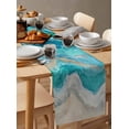 thumbnail image 6 of Table Runner Dresser Scarves 36 Inch Long,Marine Coastal Wave Turquoise Ombre Linen Dining Table Runners Abstract Ocean Sea Shore Tabletop Scarf for Wedding Holiday Party Kitchen, 6 of 9