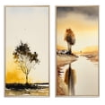 thumbnail image 2 of Designart "Countryside Tree Silhouette at Sunset I" Landscape Forest Framed Wall Art Set Of 2 - Country Yellow Framed Canvas Set For Living Room Decor, 2 of 6