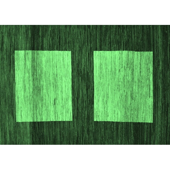 Ahgly Company Indoor Rectangle Oriental Emerald Green Modern Area Rugs, 2' x 5'
