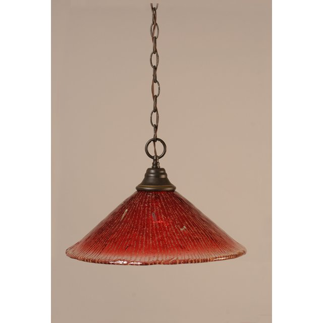Toltec Lighting 10-DG-716 Chain Hung Pendant Shown In Dark Granite Finish With 16 Raspberry Crystal Glass