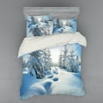 thumbnail image 2 of Ambesonne Winter Bedding Set 3 Pcs, Blue Sky Tree Footprints, Twin, Blue White, 2 of 3