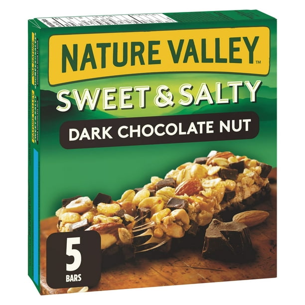 Barres granola tendres Sucrées et salées Chocolat noir et noix de Val Nature 5 barres x 35 g, 175 g