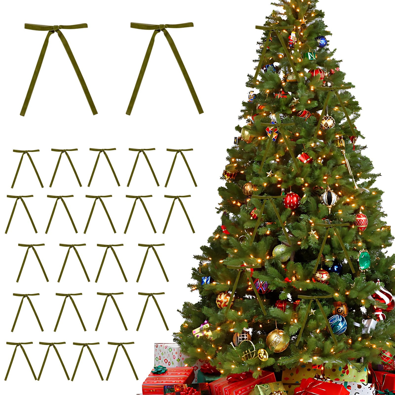 24Pcs Velvet Christmas Tree Bow Decoration