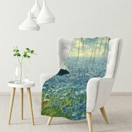 

WHKANG Orchid Small Orange Flower Blanket Comfortable Soft Lightweight Flannel Blanket Suitable for Sofa Bedroom Travel Suitable for All Seasons 60x80in