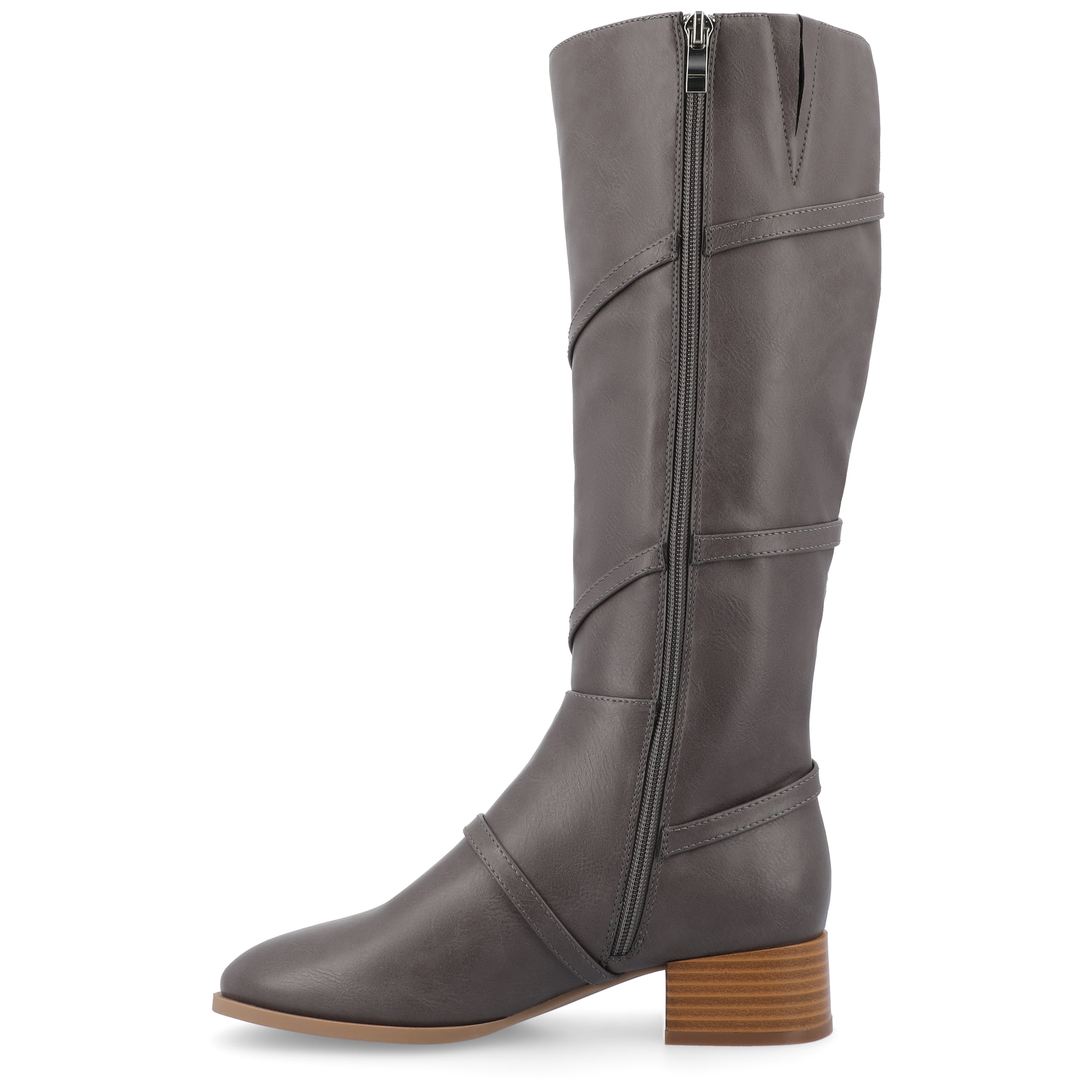 Journee Womens Elettra Stacked Block Heel Round Toe Boots