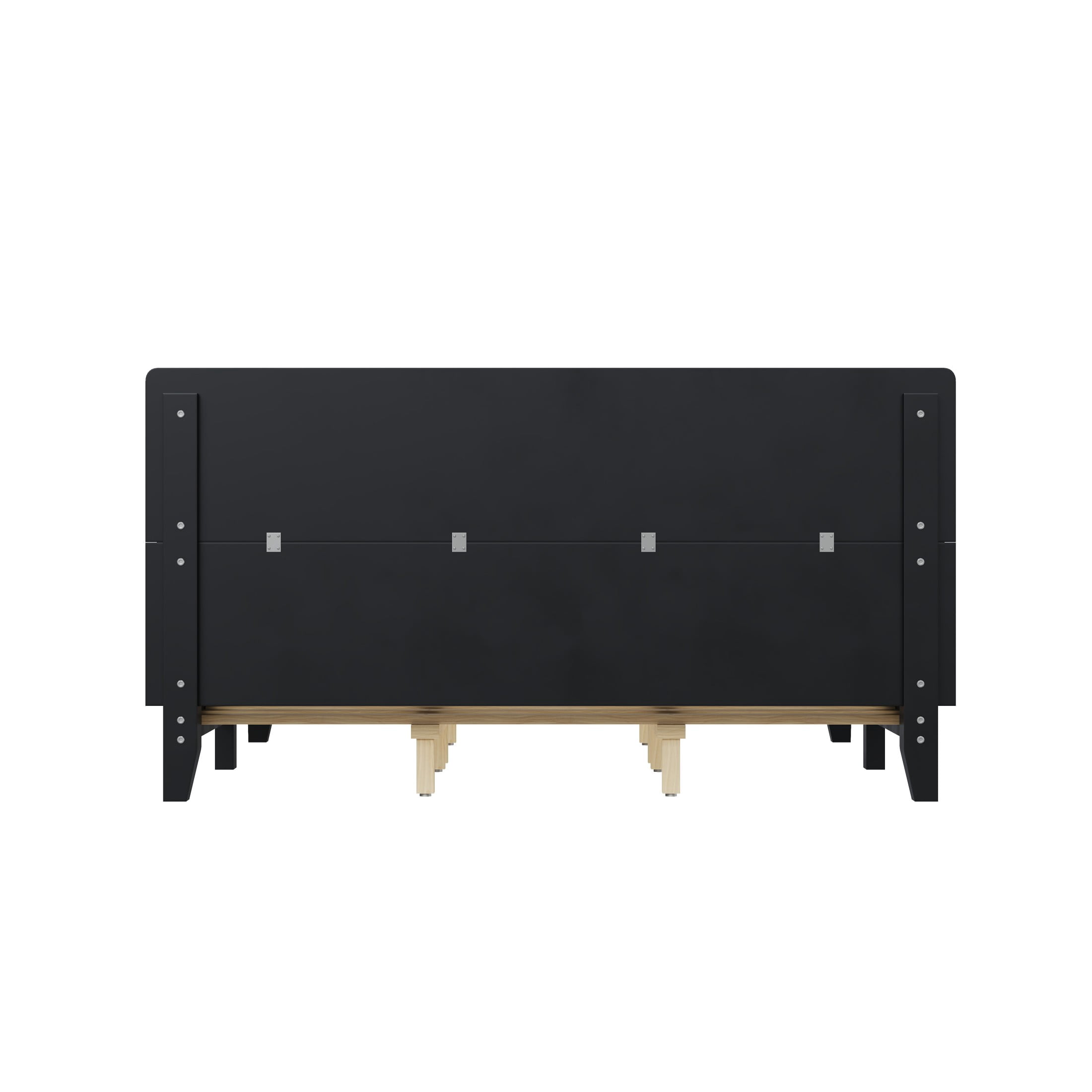 Alvantor King Bed Frame with Headboard, Platform Wood Slat Support, No Box Spring Needed, Black