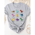 thumbnail image 2 of Camiseta con estampado de dibujos animados de dinosaurios y amor, ropa de verano de manga corta para mujer, camiseta básica gris, camiseta gráfica de moda, 2 of 5