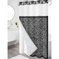 thumbnail image 3 of No Hook Shower Curtain with Snap-in Liner, Black Flowers Waterproof Fabric Bathroom Curtains, Spring Floral Farmhouse Retro Art Bath Curtains & Mesh Top Window Narrow 36"x78", 3 of 9