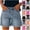 Blue#, variant on Denim Shorts for Women Mid Rise Ripped Jean Shorts Stretchy Folded Hem Hot Short Jeans Dark Blue 4(S)