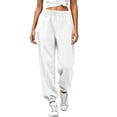 thumbnail image 4 of Inverlee Women's Elastic Cuff Jogger Sweatpants High Waist Drawstring Soft Athletic Workout Pants White XL, 4 of 9