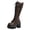 Brown, variant on Brown Women'S Fashion Knee High Boots Round Toe Chunky Heel Lace Up Thick Sole Combat Boots Casual Cool Winter Long Boots 2.2 Lb