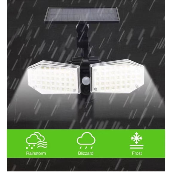 PRETXORVE Solar Wall Lamp, Three Head Lamp, Intelligent Dual Head LED/COB Induction Street Lamp, Rotatable Household High Brightness Courtyard Lamp B