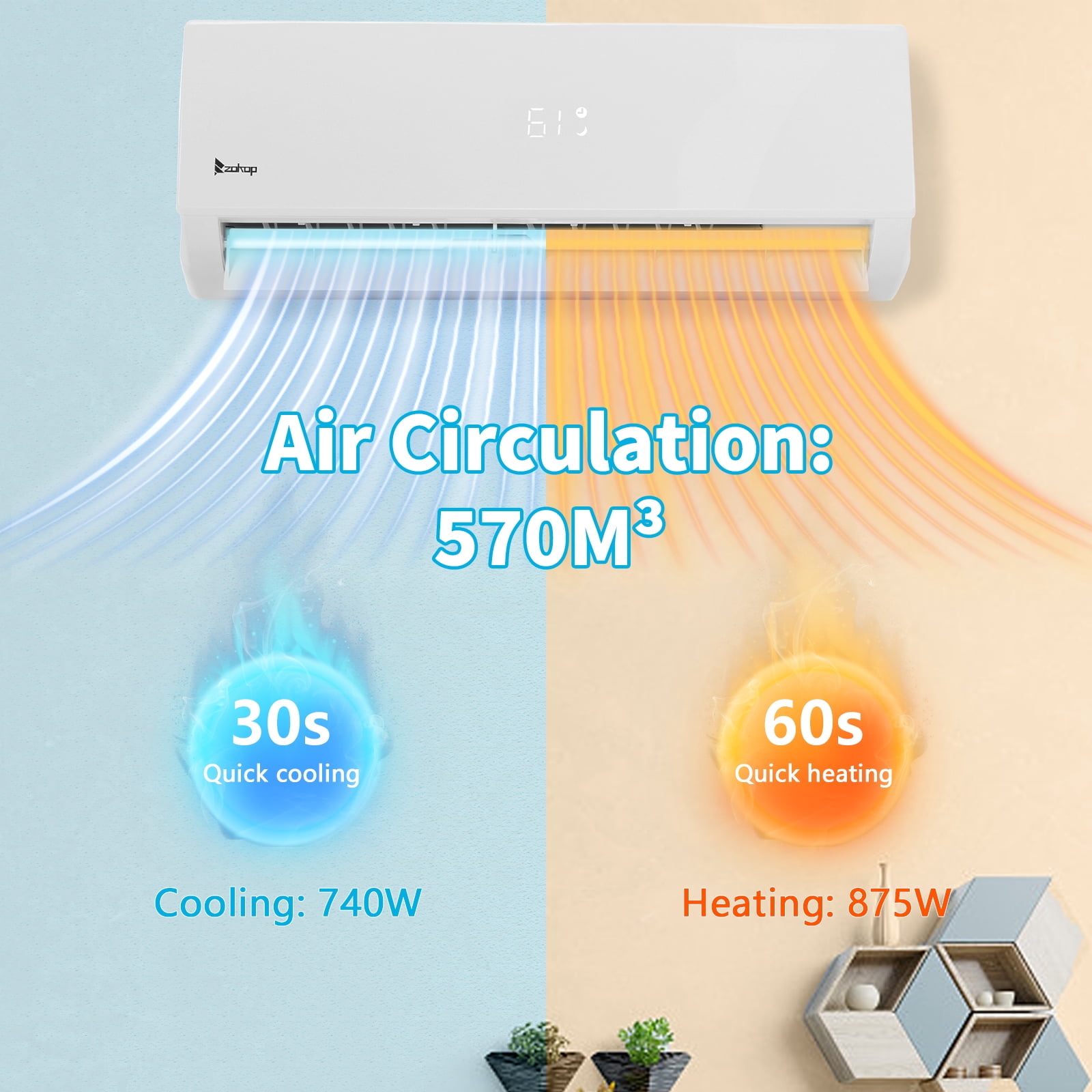 Ktaxon 9000 BTU Wifi Enabled Mini Split Air Conditioner & Heater with Inverter, 20 SEER2 Energy Saving 115V Ductless Split AC Unit with Pre-Charged Condenser, Heat Pump & Installation Kit