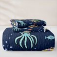 thumbnail image 5 of jejeloiu Deep Sea Animals Twin Quilt Set,Colorful Shark Fish Turtle Twin Coverlet Set For Boys,Blue White,2pcs, 5 of 7